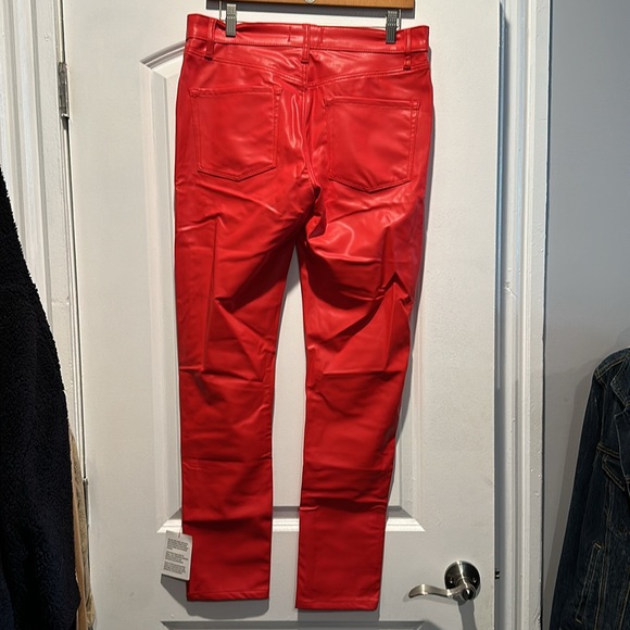 ASOS Skinny Jeans in Red Leather Look - Picture 3 of 3